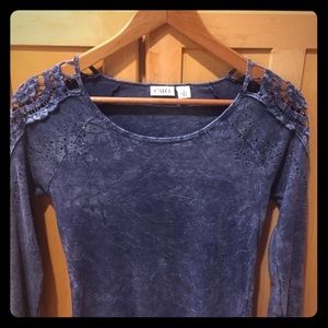 Cato Blue Textured Women's Top